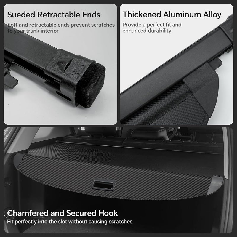 Blycorul Trunk Cargo Cover for Kia Sportage 2023-2025 2026, with Carbon Fiber Texture Ends, Anti-Peeping Retractable Security Shade for Privacy, Kia Sportage Accessories - Image 3